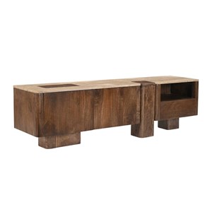 Meuble tv manguier et travertin