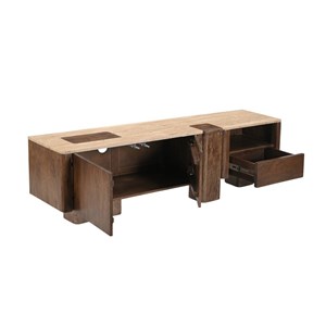 Meuble tv manguier et travertin