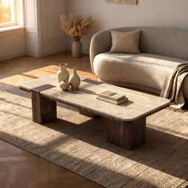 Table basse manguier travertin