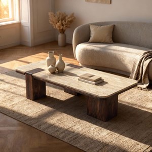 Table basse manguier travertin