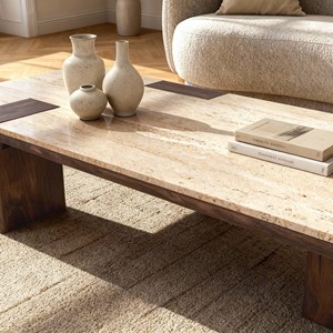 Table basse manguier travertin