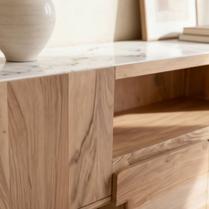 Meuble tv acacia marbre