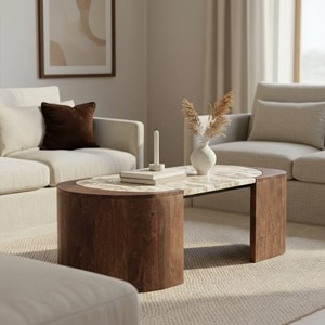 Table basse ovale travertin