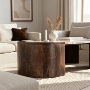 Table basse ovale travertin