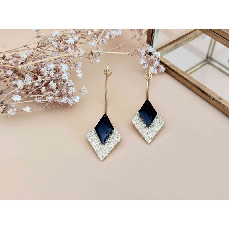 Boucles d'oreilles créoles losange