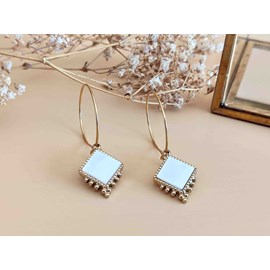 Boucles d'oreilles créoles losange nacre