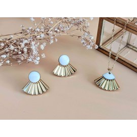 Coffret cadeau parure éventail blanc