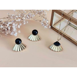 Coffret cadeau parure éventail noir