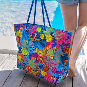 Très grand cabas de plage  bleu