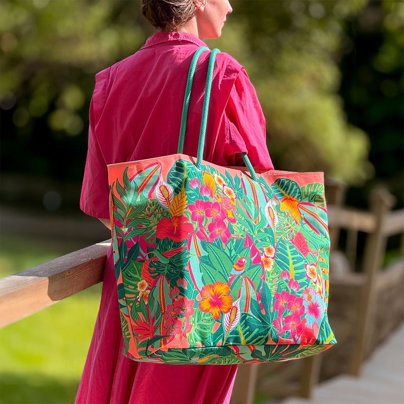 Très grand cabas de plage tropical