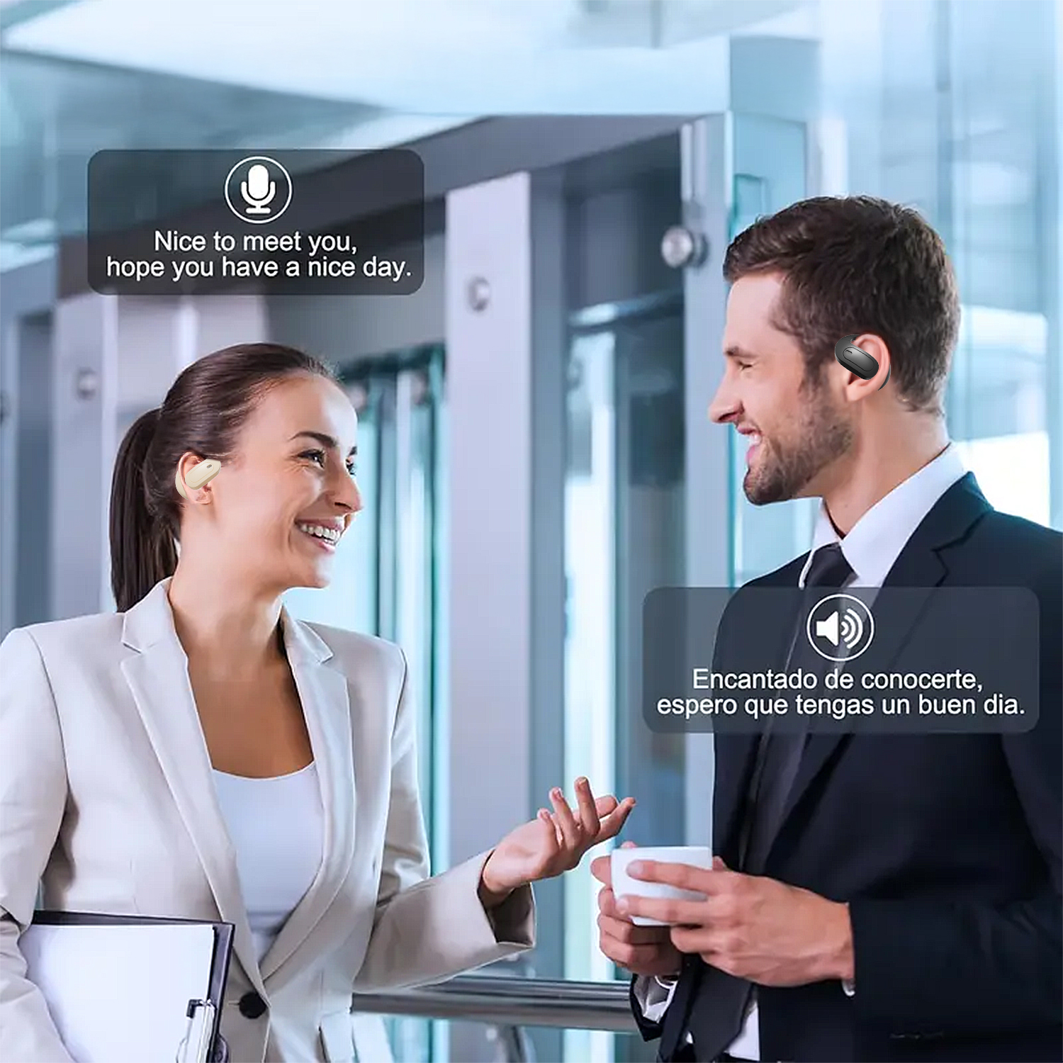 M112 Écouteurs De Traduction IA - Casque Bluetooth Interprétation Simultanée Smart Translator