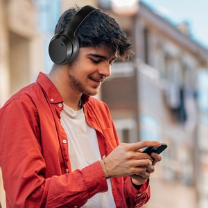 Casques vj375 bluetooth 5.3 avec suppression active du bruit anc. Mode musique.