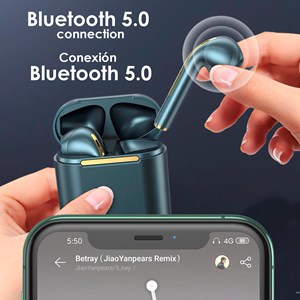 Casque tws j18 bluetooth 5.0, commandes tactiles, base de chargement 300mah.