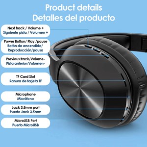 Casques vj320 hifi bluetooth 5.0, avec mains libres, radio fm.