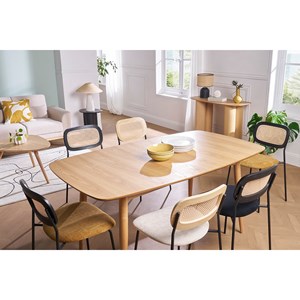 Table à manger extensible rectangulaire en bois clair l130-160 cm nordeco