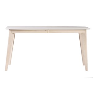 Table à manger extensible blanc et bois clair l150-200 cm leena