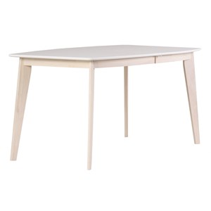 Table à manger extensible blanc et bois clair l150-200 cm leena