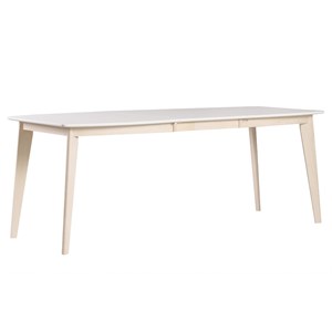Table à manger extensible blanc et bois clair l150-200 cm leena