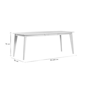 Table à manger extensible blanc et bois clair l150-200 cm leena