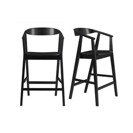 Tabourets de bar en bois noir (lot de 2) bahia