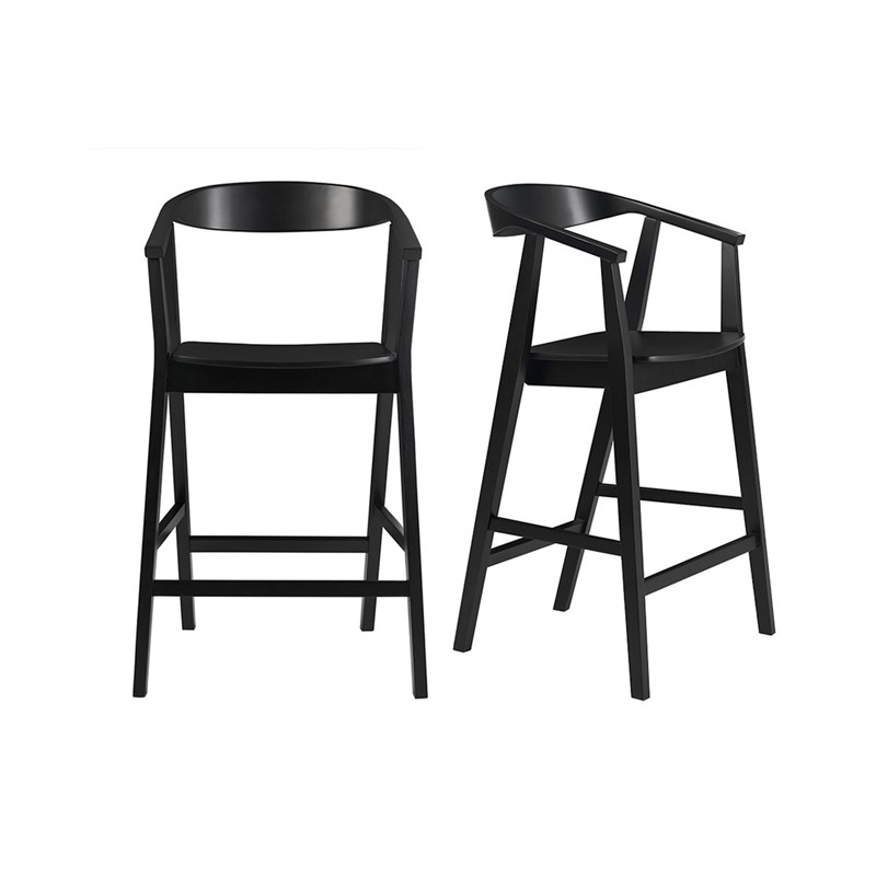 Tabourets de bar en bois noir h66.5 cm (lot de 2) bahia