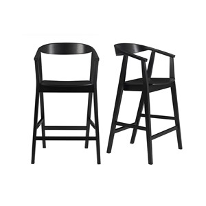Tabourets de bar en bois noir (lot de 2) bahia