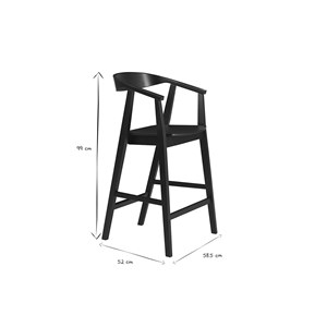 Tabourets de bar en bois noir (lot de 2) bahia