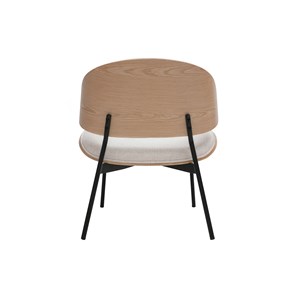 Fauteuil en tissu effet velours texturé beige, bois clair et métal noir fabulo