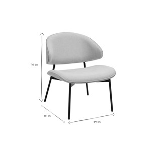 Fauteuil en tissu effet velours texturé beige, bois clair et métal noir fabulo