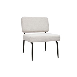 Fauteuil en tissu chenille beige et métal noir vedana