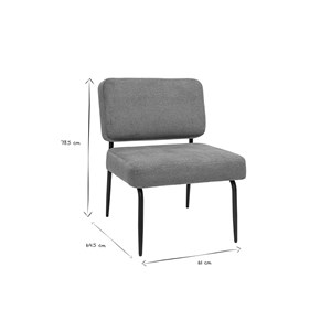 Fauteuil en tissu chenille vert kaki et métal noir vedana