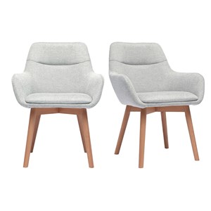 Chaises en tissu effet velours texturé gris clair et bois clair (lot de 2) aless