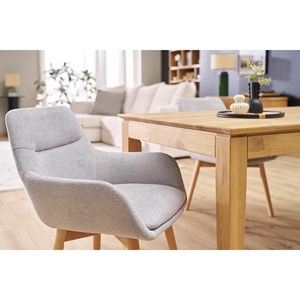 Chaises en tissu effet velours texturé gris clair et bois clair (lot de 2) aless