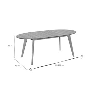 Table à manger extensible ovale en bois clair l150-200 cm marik