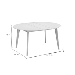 Table à manger ronde extensible blanc et bois l120-150 cm leena