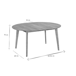 Table à manger ronde extensible finition chêne l120-150 cm leena