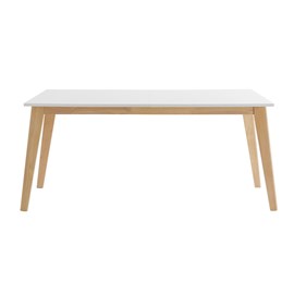 Table extensible  rectangulaire blanche et bois clair l160-205 cm swad