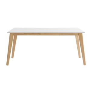 Table extensible  rectangulaire blanche et bois clair l160-205 cm swad