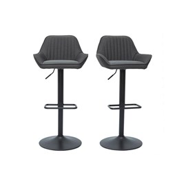 Tabourets de bar réglables en tissu gris anthracite (lot de 2) ronnie