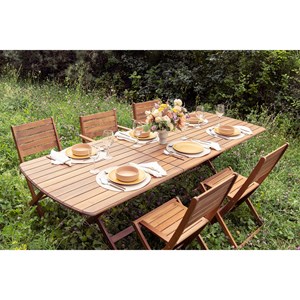 Table de jardin extensible rectangulaire en bois massif l160-210 cm canopee