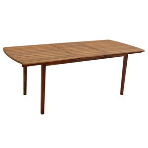 Table de jardin extensible rectangulaire en bois massif l160-210 cm canopee