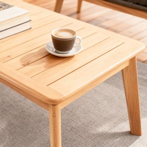 Rosario salon de jardin 4 places en bois avec 2 tables gris anthracite et bois