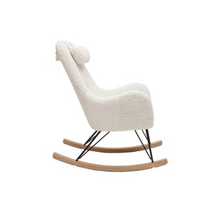 Rocking chair en tissu effet peau de mouton blanc, métal noir mania