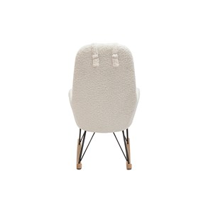 Rocking chair en tissu effet peau de mouton blanc, métal noir mania