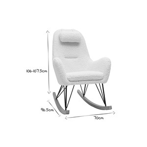Rocking chair en tissu effet peau de mouton blanc, métal noir mania
