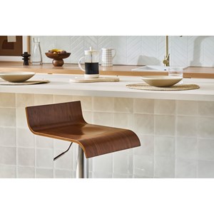 Tabourets de bar bois foncé noyer et acier chromé (lot de 2) surf v2