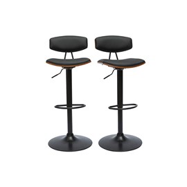 Tabourets de bar réglables noir et bois foncé (lot de 2) vasco