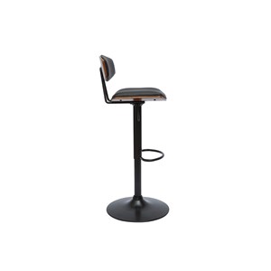 Tabourets de bar réglables noir et bois foncé (lot de 2) vasco