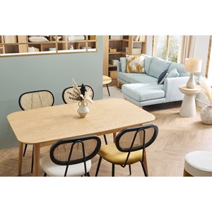 Table extensible  rectangulaire en bois clair chêne l140-170 cm ank