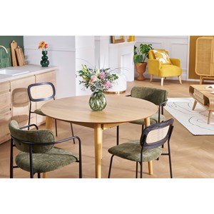 Table extensible  ronde en bois clair chêne l115-154 cm ego